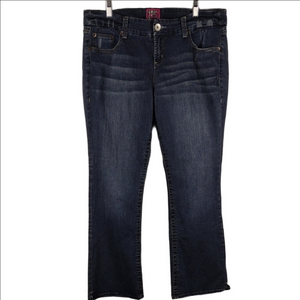 Torrid Denim Blue Dark Wash Five Pocket Mid Rise Button Zip Straight Leg Jeans